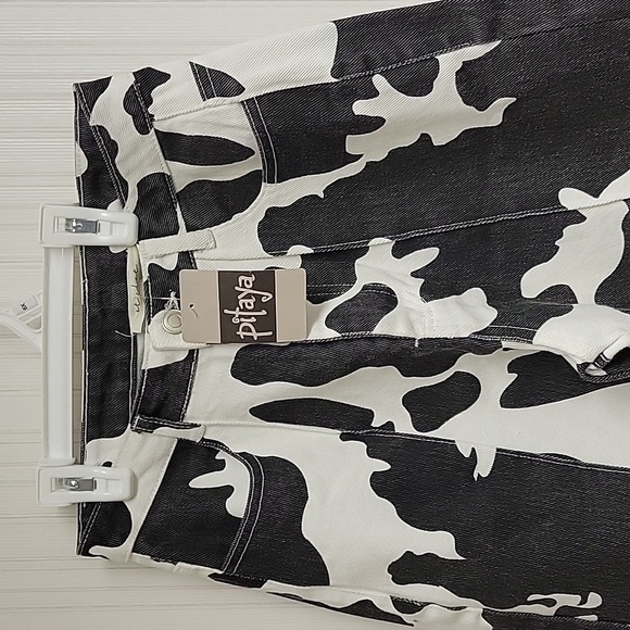 Pitaya, women's high waist cow print denim sz small, new with tags - Picture 2 of 6